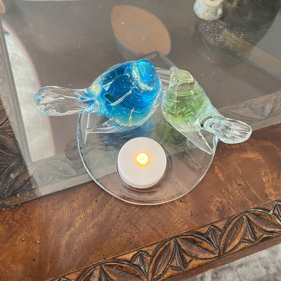 Partylite Birds of Spring Tealight Candle Holder Art Glass Bubbles Rare Retired - Picture 6 of 10